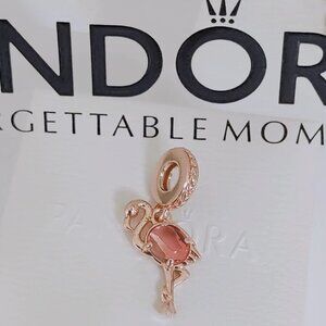 Pandora Pink Murano Glass Flamingo Dangle Charm Bracelet Charm with box